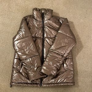 Metallic puffer coat